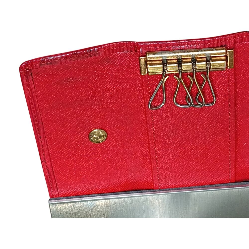 Authentic Louis Vuitton Key Holder Red Epi Leather 4 Hook Case - Picture 8 of 14